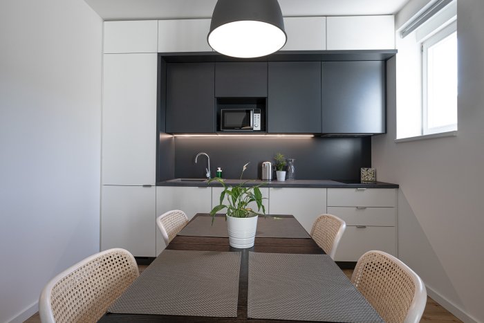 Modern furnished studio apartment 1+kk with a terrace for rent in Prague 6, near Veleslavín metro station